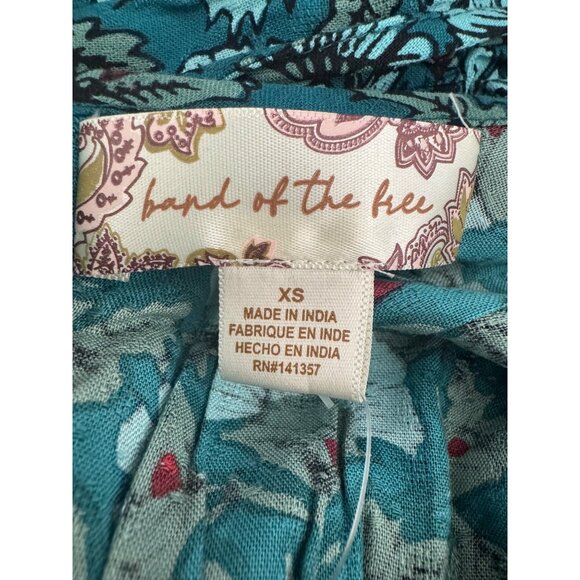 NWT Band of the Free XS Bohemian Long Sleeve Maxi Dress Teal Floral Print - Picture 3 of 13